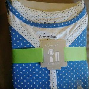 Womens Kim Rodgers Intimates Pajamas 3 Piece Set